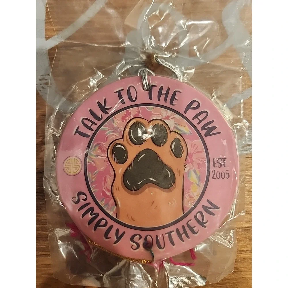 Simply Southern Puppy Talk To‎ The Paw Pink Car Mirror Decor